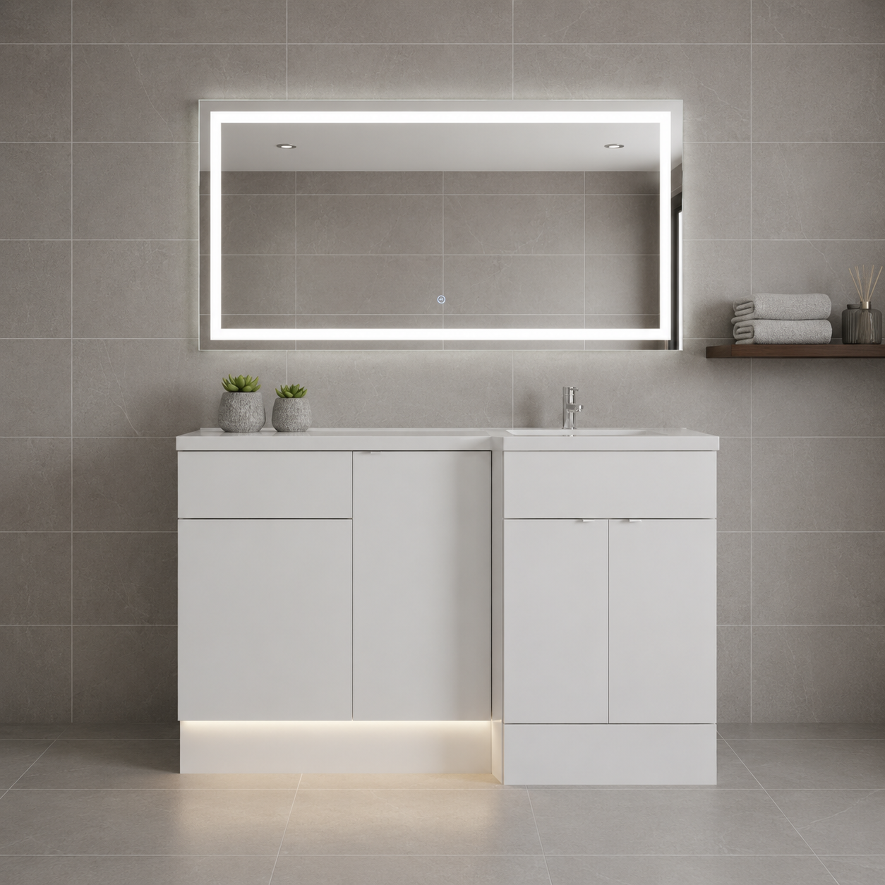 Hudson Reed - Fusion 1500mm Floor Standing 2 Door Right Hand Vanity Basin & Toilet Combination Unit