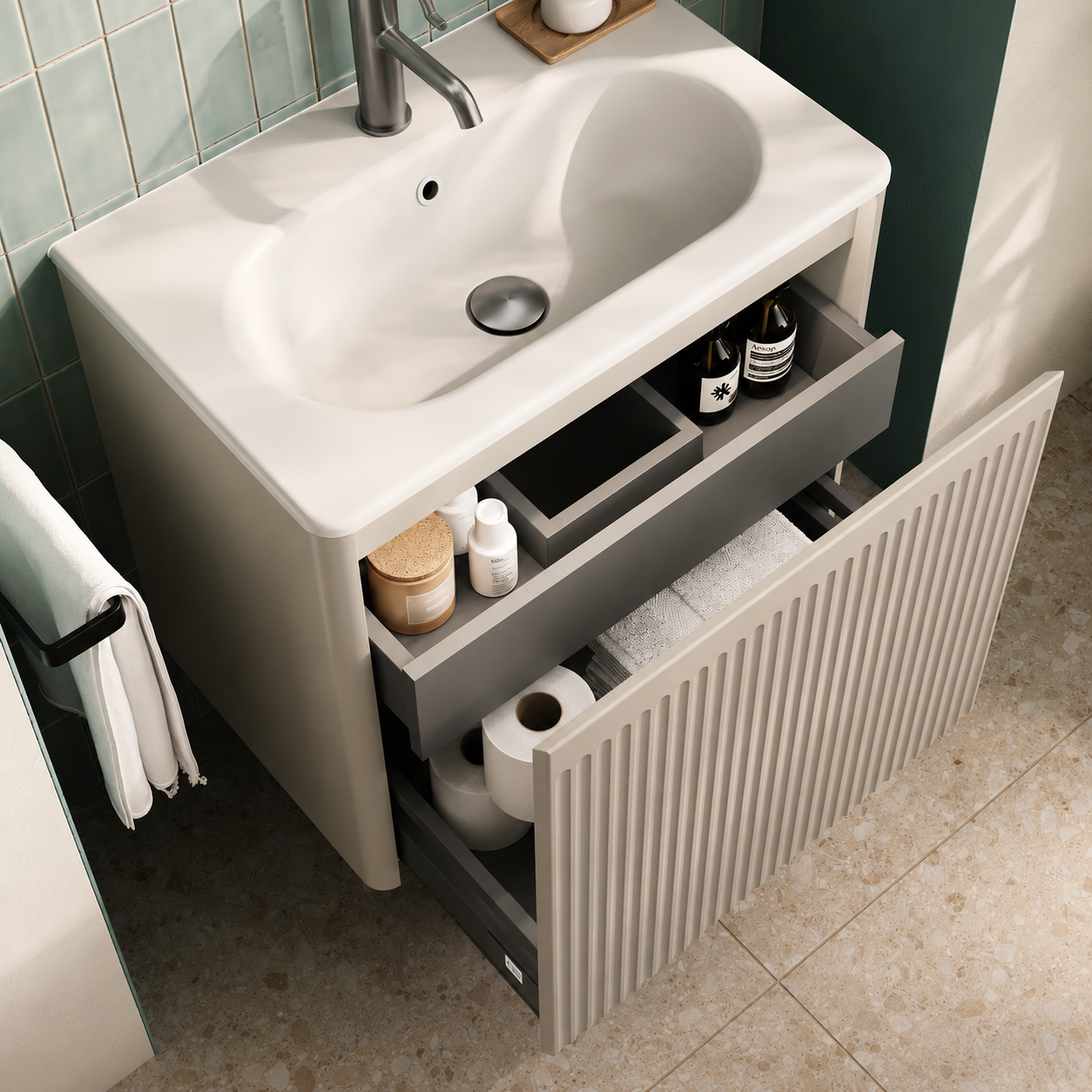 Hib - Adorn Wall Hung Washbasin Unit - Terracotta