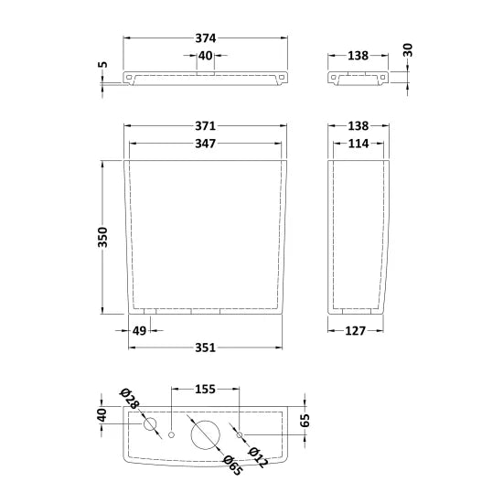 Nuie Bliss Square Cistern & Fittings
