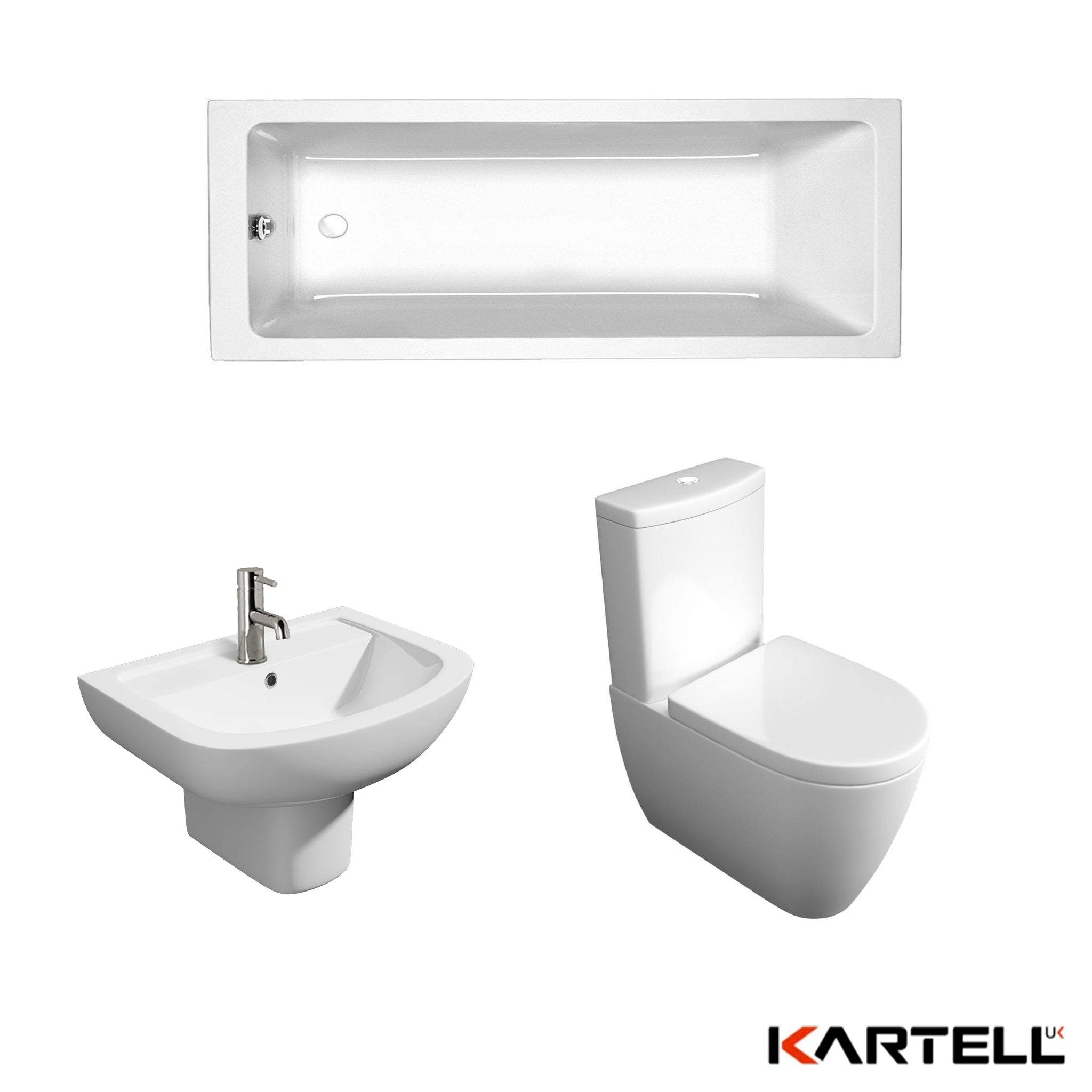 Spirit SE 1700 Bath, Series 600 Semi Pedestal & Genoa Rimless WC Pan ...