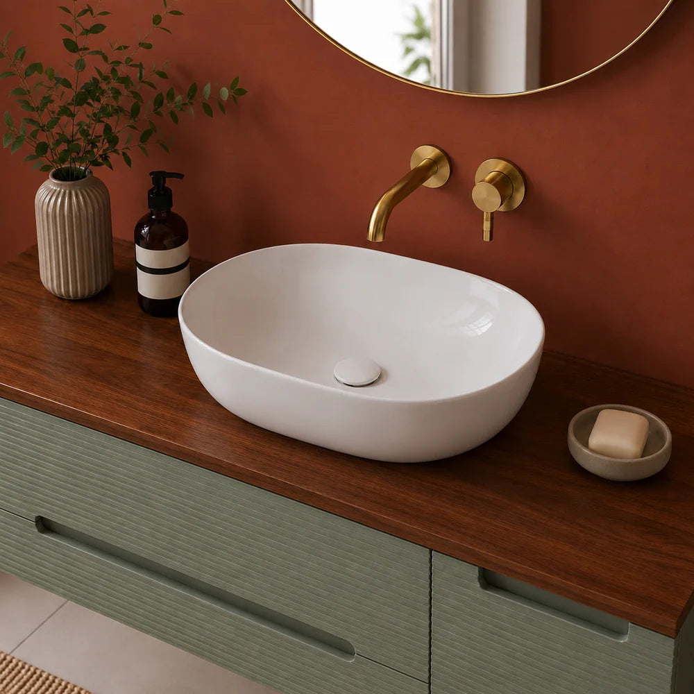 Tailored Bathrooms - Lucca Counter Top Ceramic Basin 500 x 380mm - Gloss White