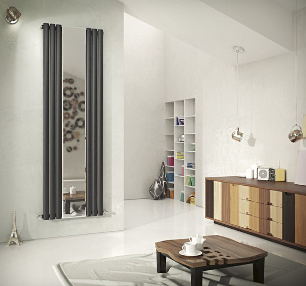 Eucotherm Nova Mirror Tube Double Panel Anthracite Vertical Designer Radiator