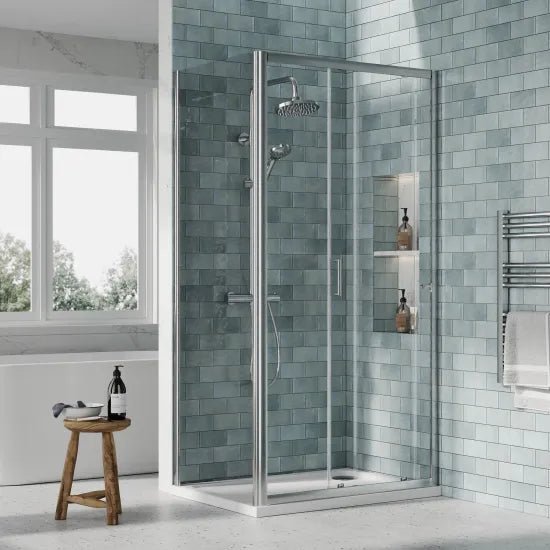 Nuie 1000x700mm Sliding Door Shower Enclosure Including Tray