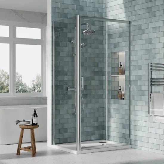 Nuie 1000x700mm Sliding Door Shower Enclosure Including Tray