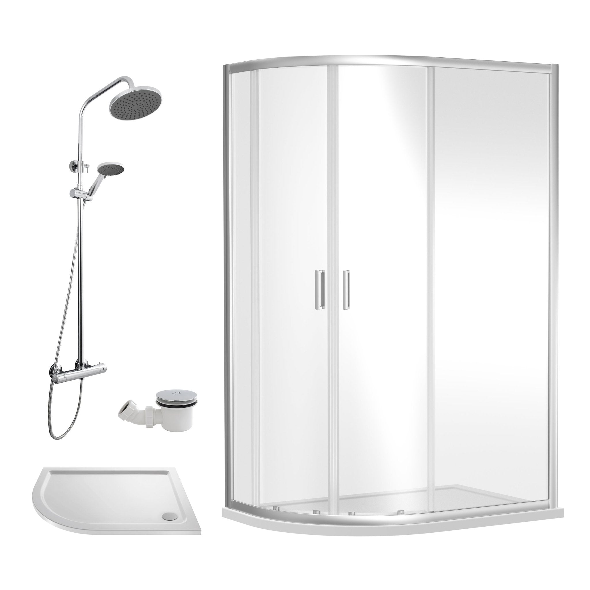 Nuie 1000x800 Chrome Offset Quadrant Shower Enclosure With Tray & Waste