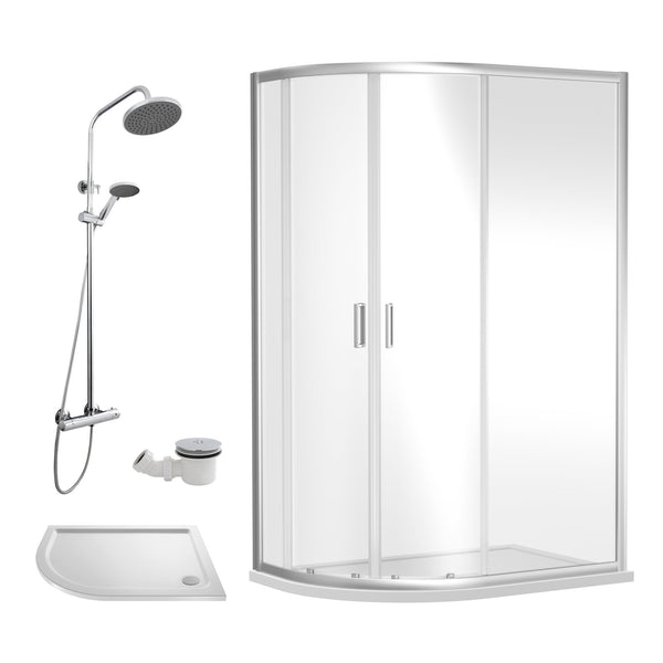 Nuie 1000x800 Chrome Offset Quadrant Shower Enclosure With Tray & Waste