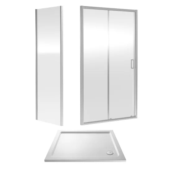 Nuie 1000x800mm Rectangular Sliding Door Shower Enclosure With Tray