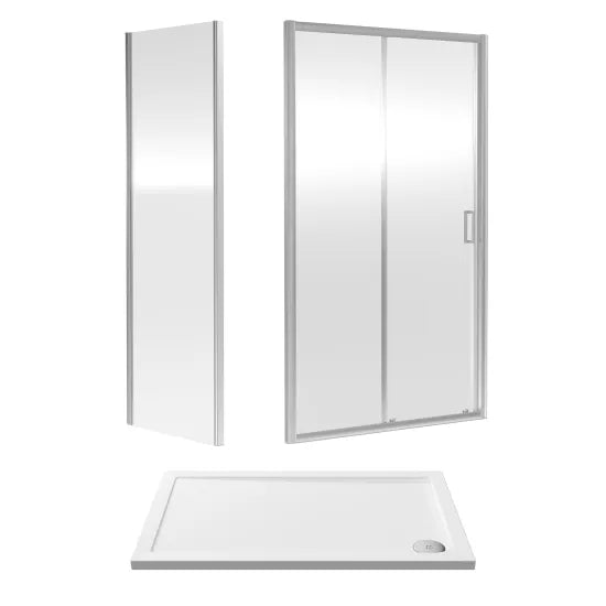 Nuie 1200x760mm Sliding Shower Enclosure With Tray Chrome