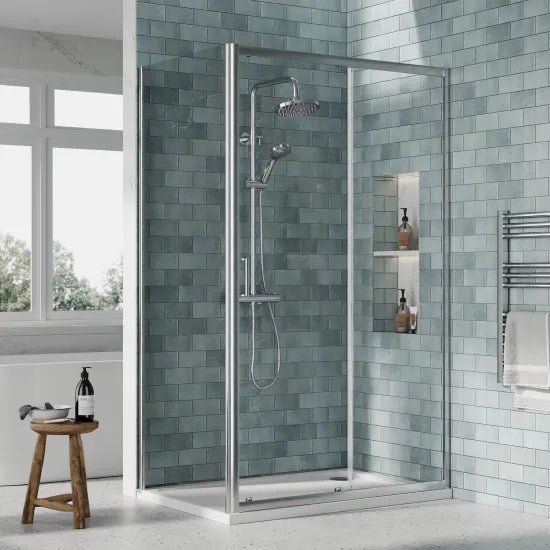 Nuie 1200x800x1900mm Rectangular Sliding Door Shower Enclosure Including Tray