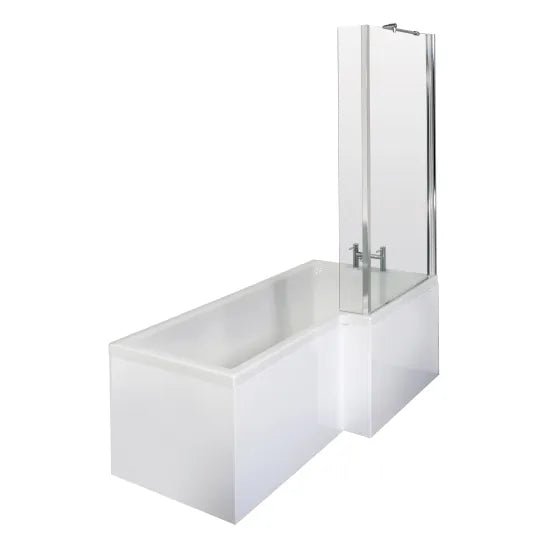 Nuie 1500mm Right Hand Square Shower Bath With Fixed Screen & Side Panel