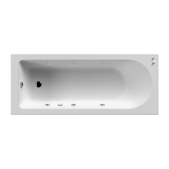 Nuie 1700mm x 700mm Round Single Ended 6 Jet Whirlpool Bath - Chrome