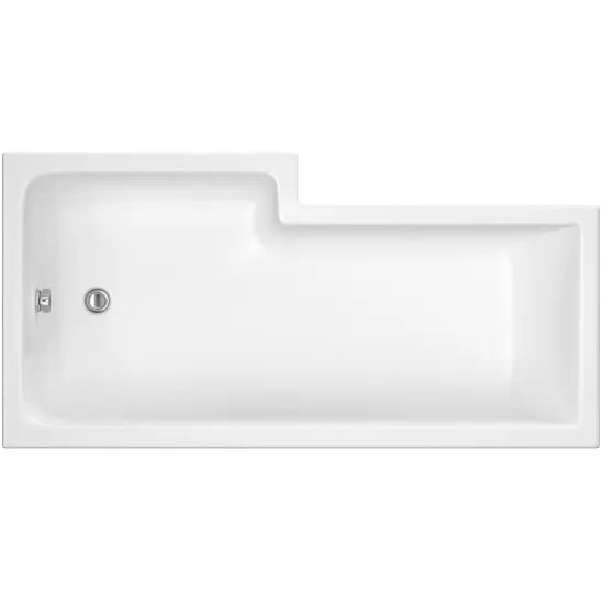 Nuie 1700mm x 850mm Right Hand L - Shaped Shower Bath With Bath Screen & Side Panel & Leg Set