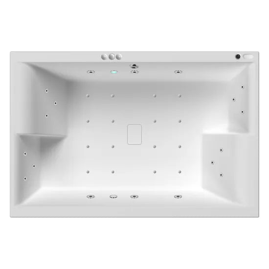 Nuie 1800mm x 1200 18 Jet Hydrotherapy Inset Bath with Light - Chome