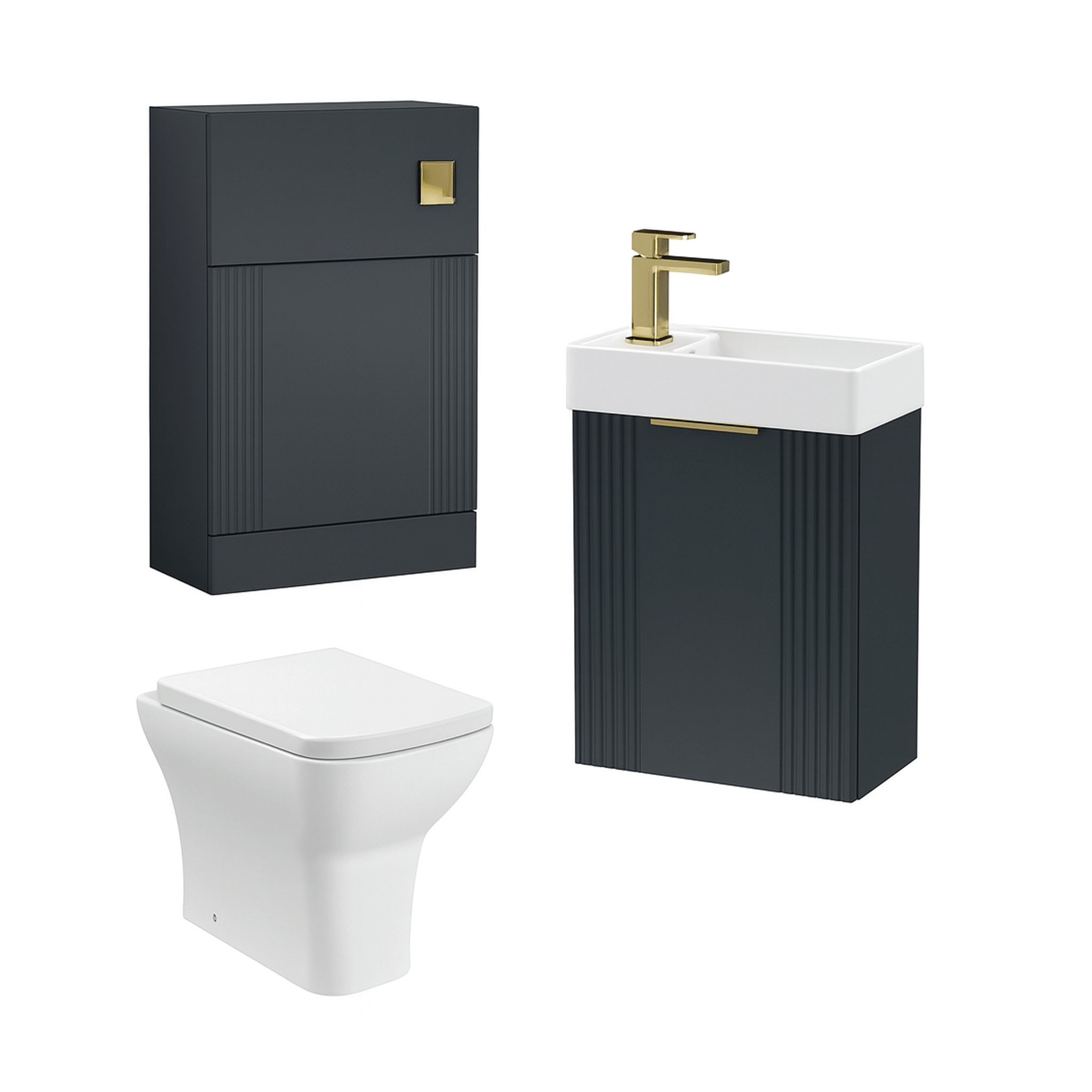 Nuie 400mm Wall Hung Cloakroom Unit With Soft Close Toilet, Tap, Cistern & Flush Plate