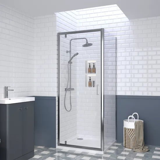 Nuie 800x800mm Shower Enclosure With Tray and Side Panel