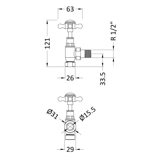 Nuie Angled Radiator Valve Pack Chrome
