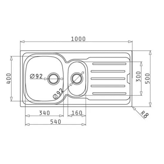 Nuie Arley 1000 x 500mm Kitchen Sink & Tap Pack