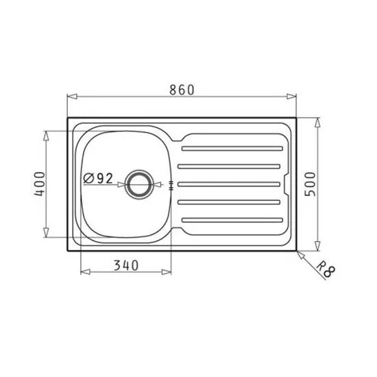 Nuie Arley 860 x 500mm 1.0 Bowl & Drainer Kitchen Sink & Tap Pack
