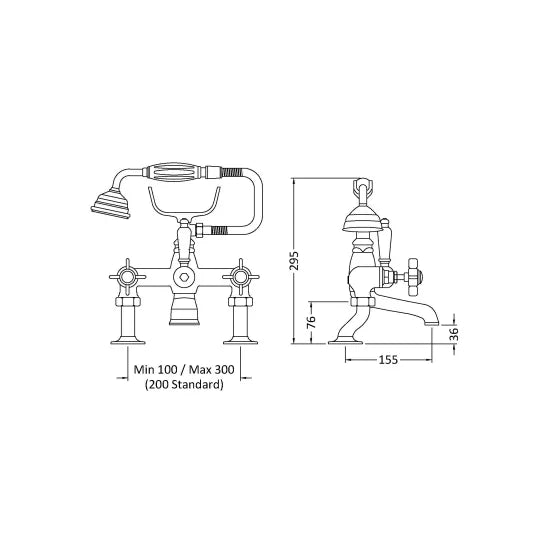 Nuie Beaumont Luxury 3/4" Cranked Bath Shower Mixer