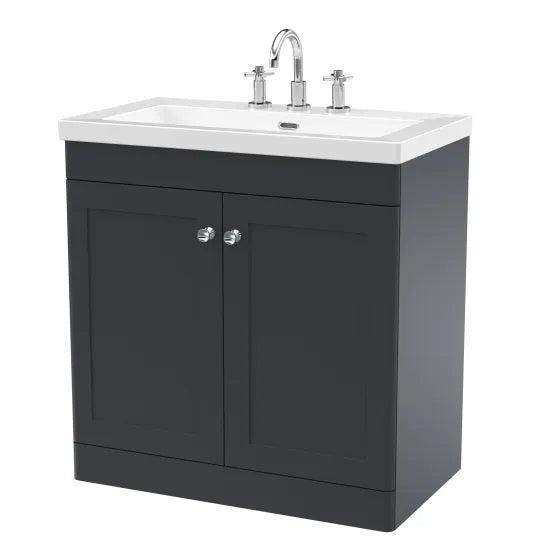 Nuie Classique 800mm Floor Standing 2 - Door Vanity with Basin - 3 Tap Hole