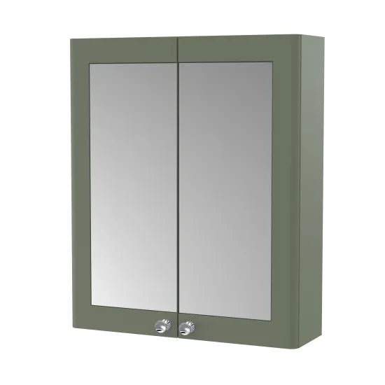 Nuie Classique Wall Hung 2 Door Mirror Cabinet, 600mm Satin Green