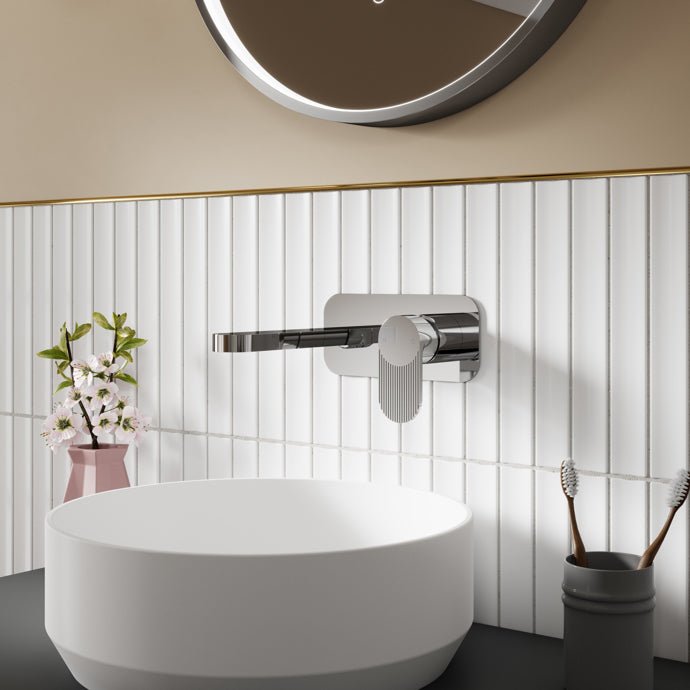 Nuie Cyprus 2TH Wall Mounted Basin Mixer with Plate Chrome