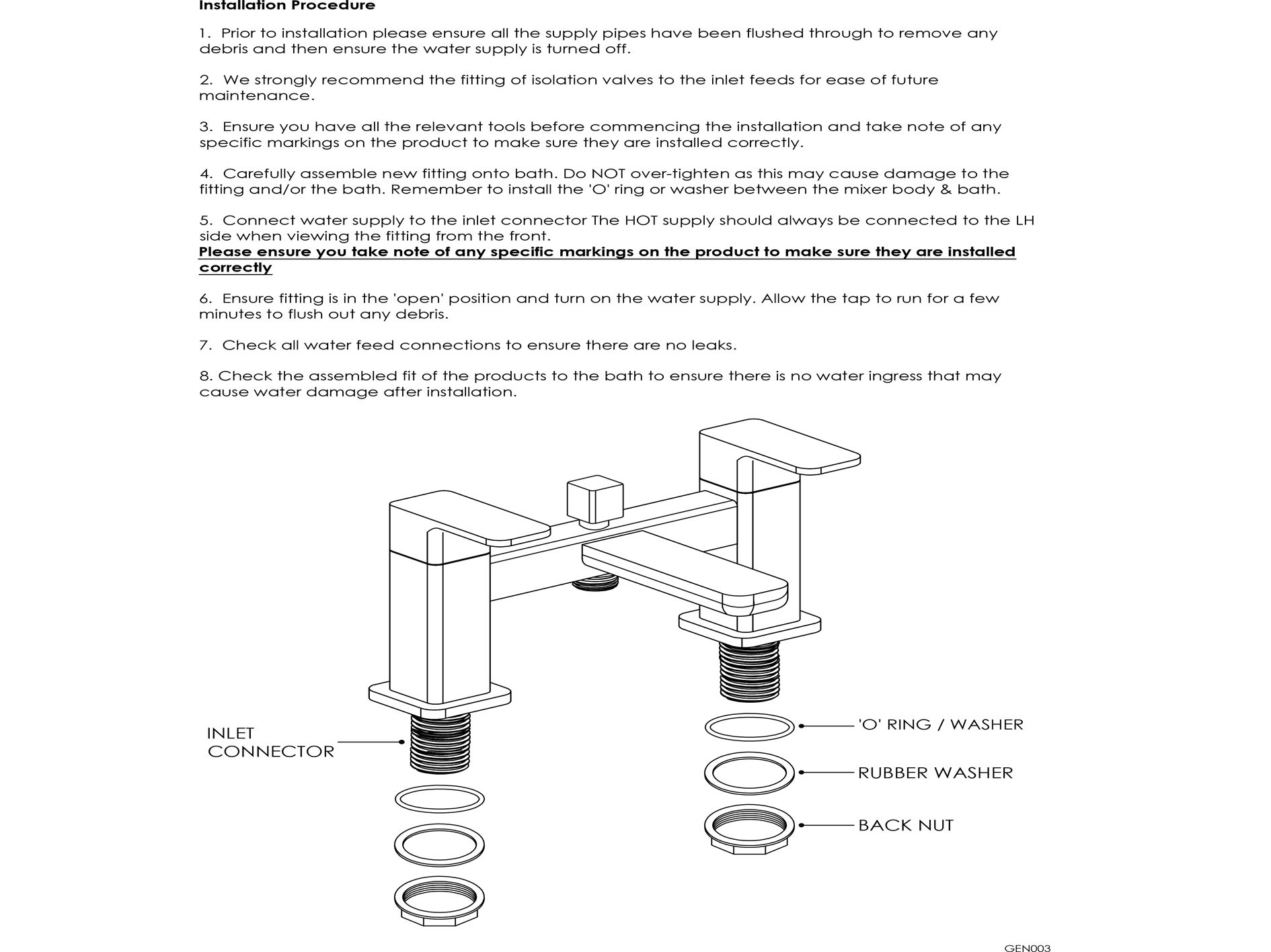 Nuie Cyprus Bath Filler Chrome