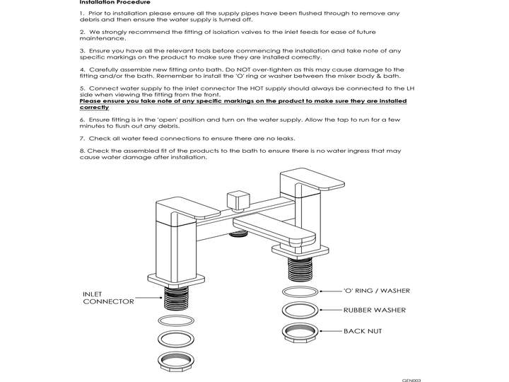 Nuie Cyprus Bath Filler Chrome