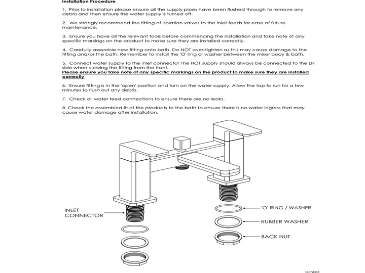 Nuie Cyprus Bath Filler Mixer Brushed Bronze