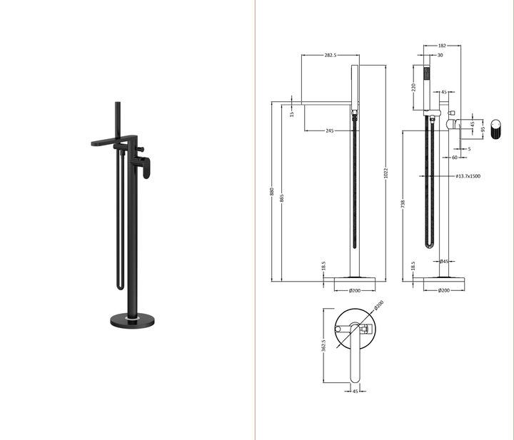 nuie - Cyprus / Freestanding Bath Shower Mixer with Kit