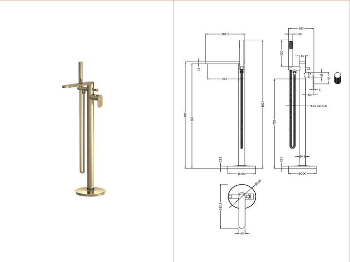 nuie - Cyprus / Freestanding Bath Shower Mixer with Kit
