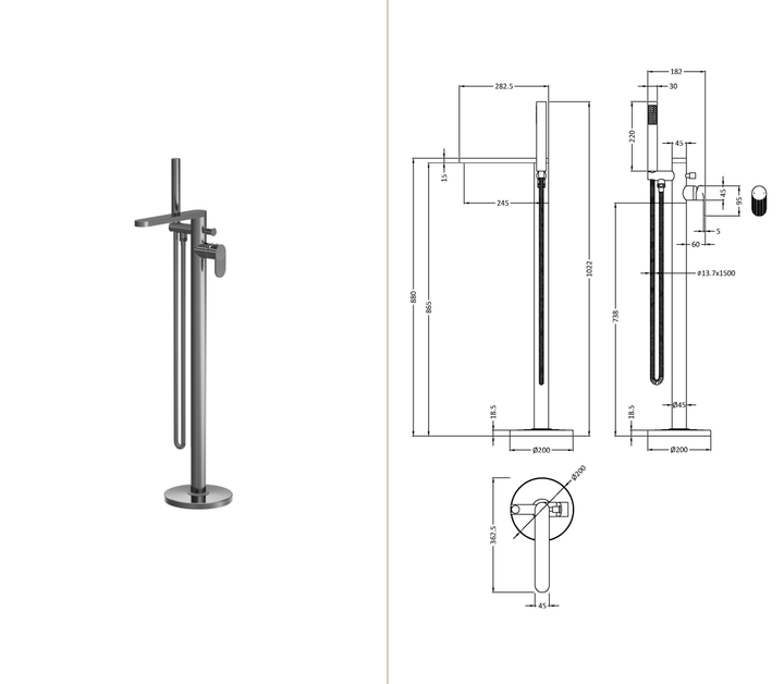 nuie - Cyprus / Freestanding Bath Shower Mixer with Kit