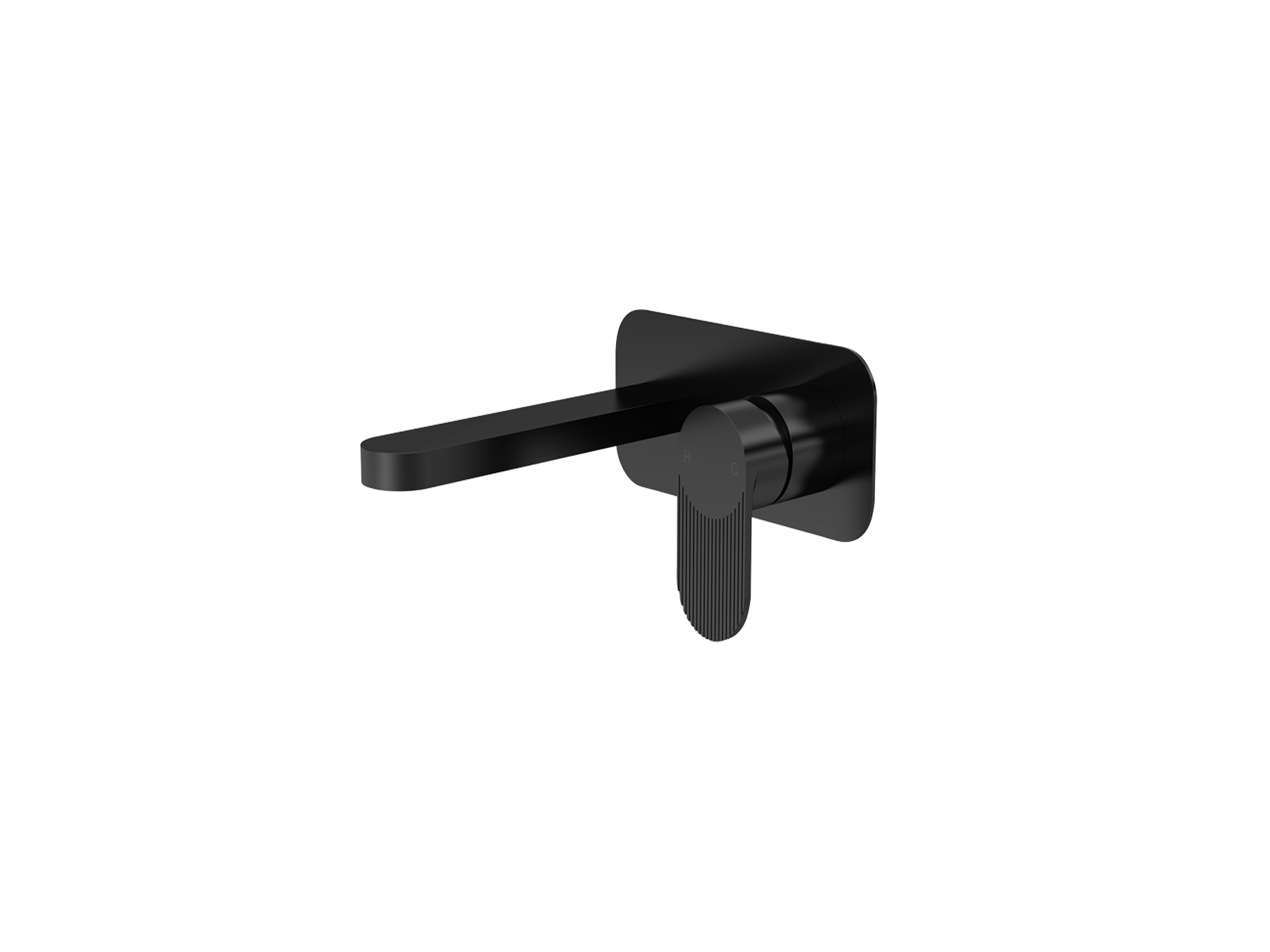 Nuie Cyprus Wall Mounted 2 Tap Hole Basin Mixer With Plate Matt Black