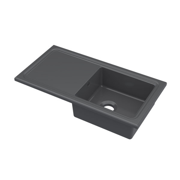 Nuie Fireclay Sinks Counter Top Sink Single Bowl 1010x525 Matt Black