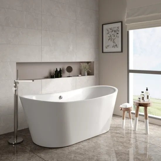 Nuie Freestanding Double Ended Boat Bath Tub, 1700mm x 800mm