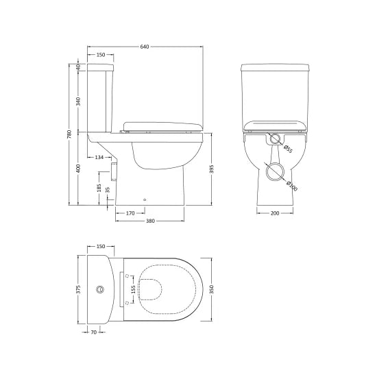 Nuie Ivo Rimless Pan, Cistern & Seat