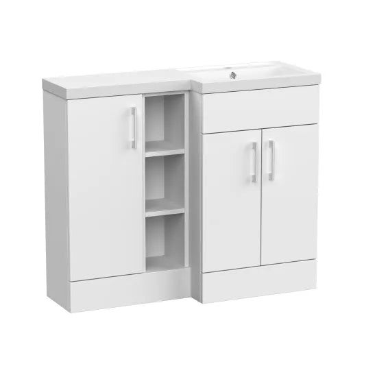 Nuie Lux Krest 1000mm Matt White Combination Unit & Basin Rigid Soft Close Doors Right Hand