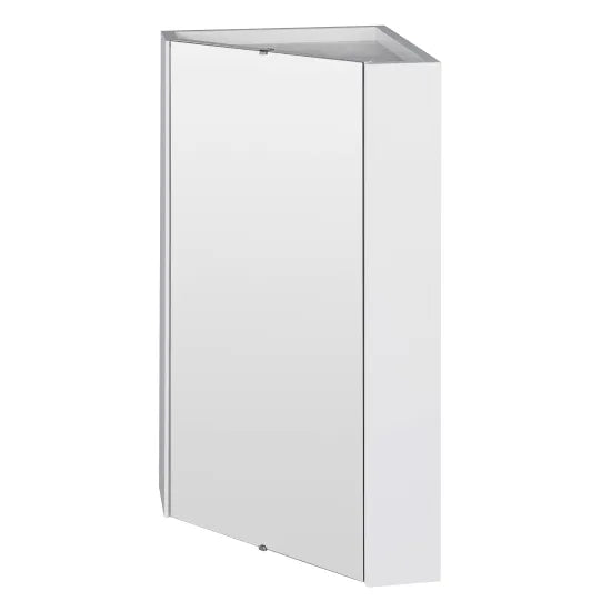 Nuie Mayford 324mm 1 Door Gloss White Wall Hung Corner Mirror Cabinet With Handles