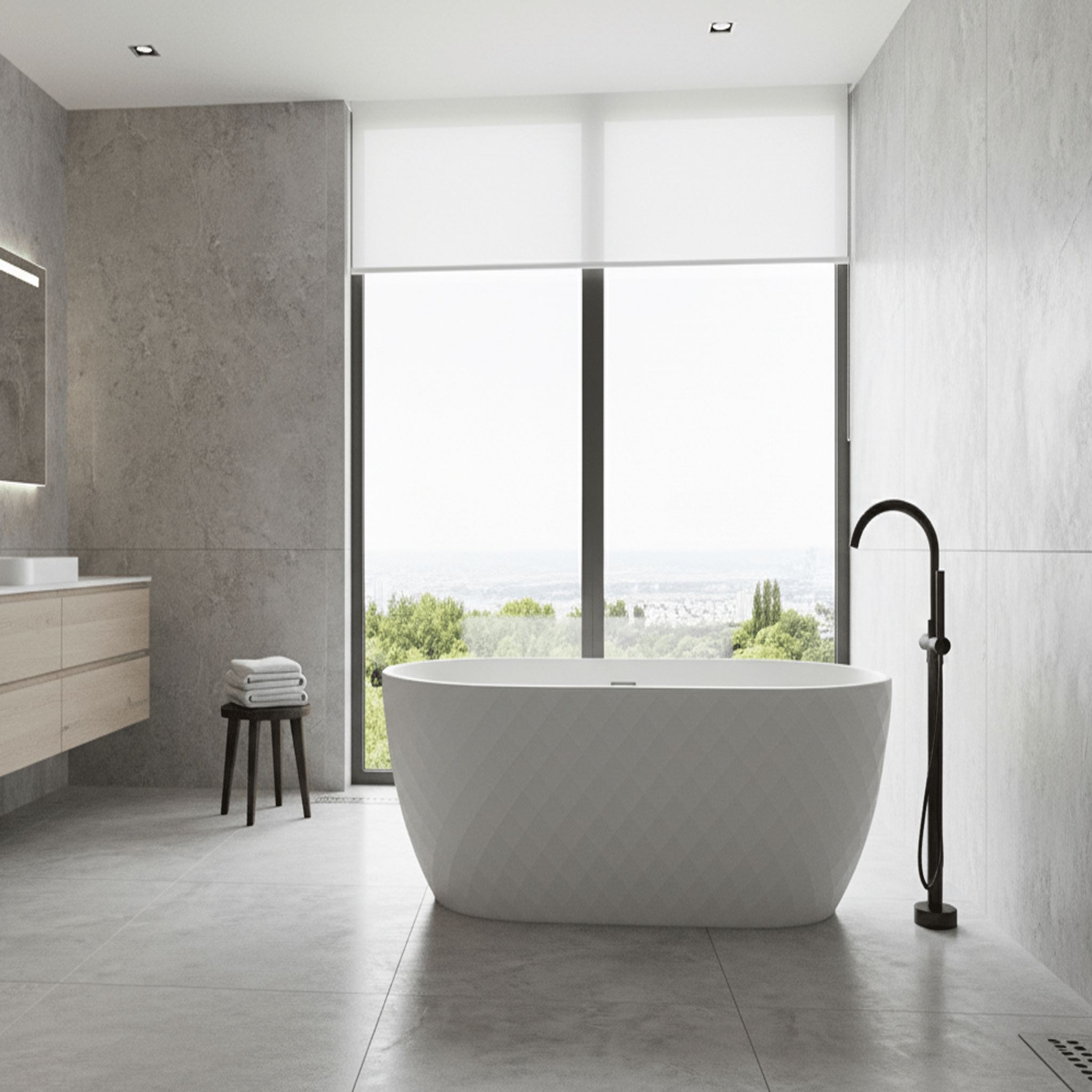 Nuie Minara 1490 x 770 x 590 Textured Oval Freestanding Bath