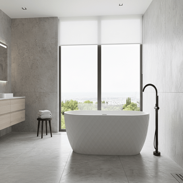 Nuie Minara 1490 x 770 x 590 Textured Oval Freestanding Bath
