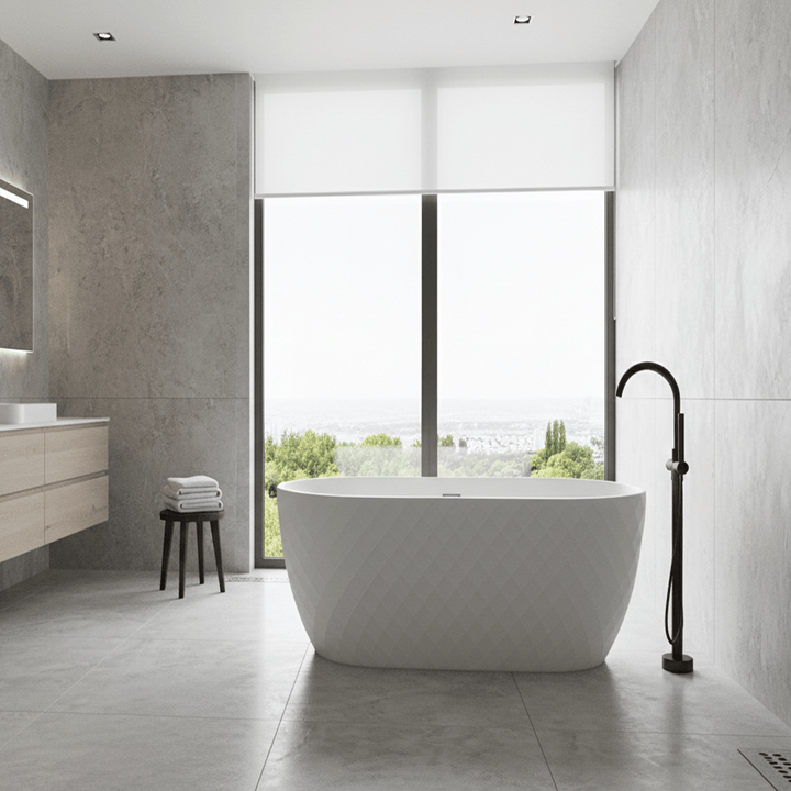 Nuie Minara 1490 x 770 x 590 Textured Oval Freestanding Bath