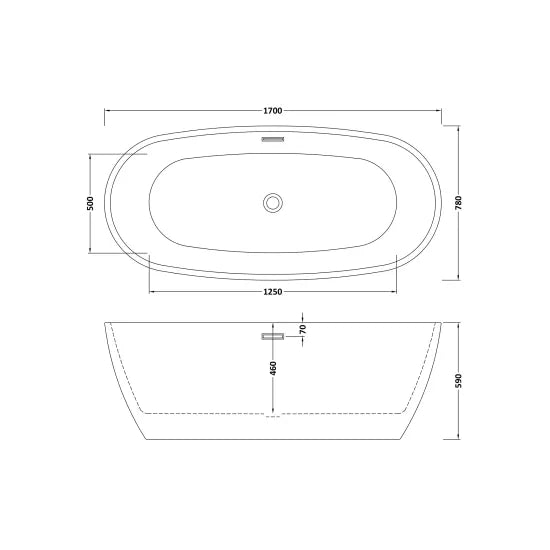 Nuie Pendulum 1700 x 780 x 590 Oval Freestanding Bath