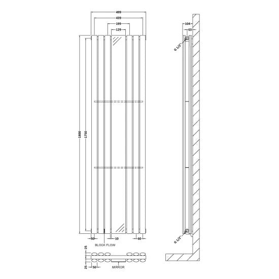 Nuie Revive Double Panel Designer Radiator 1800 x 499mm
