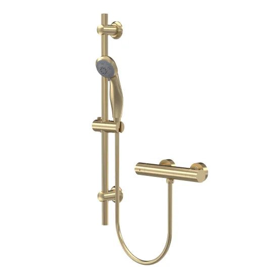 Nuie Round Bar Valve and Slider Rail Kit Brushed Brass