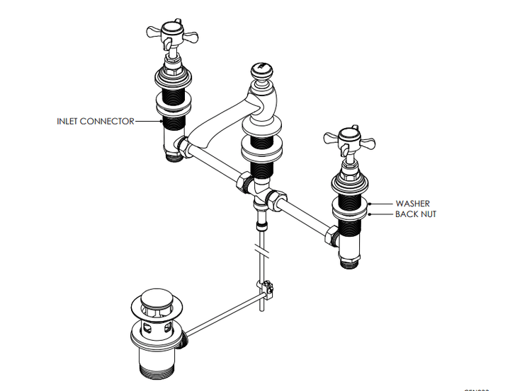 Nuie Selby 3th deck basin mixer Chrome