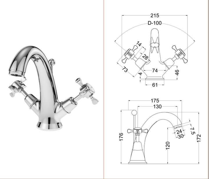 Nuie Selby Mono Basin Mixer Chrome