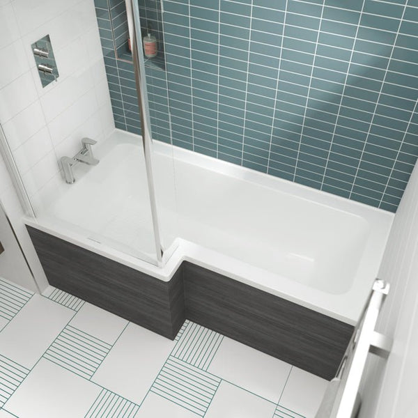 Nuie Square Shower Baths 1600mm Left Hand Square Shower Bath