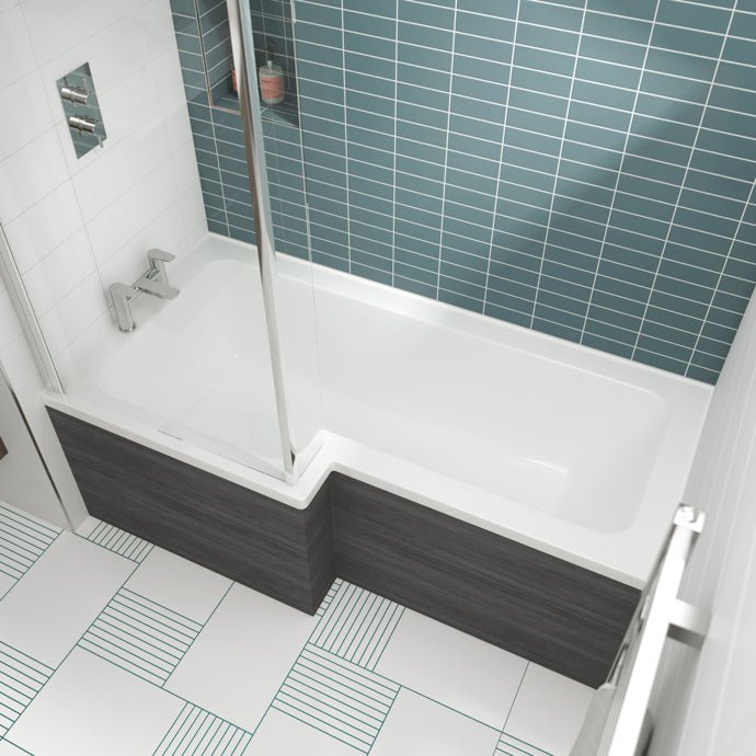 Nuie Square Shower Baths 1600mm Left Hand Square Shower Bath