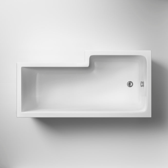 Nuie Square Shower Baths 1600mm Left Hand Square Shower Bath