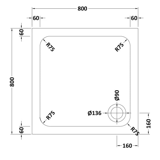 Nuie Square Stone Shower Tray - 800 x 800